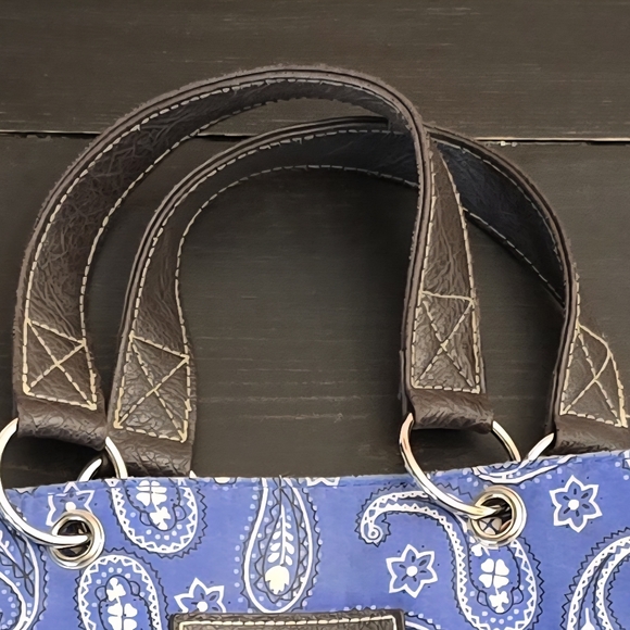 NEIMAN MARCUS TOTE BAG BLUE PAISLEY PRINT - Picture 4 of 4